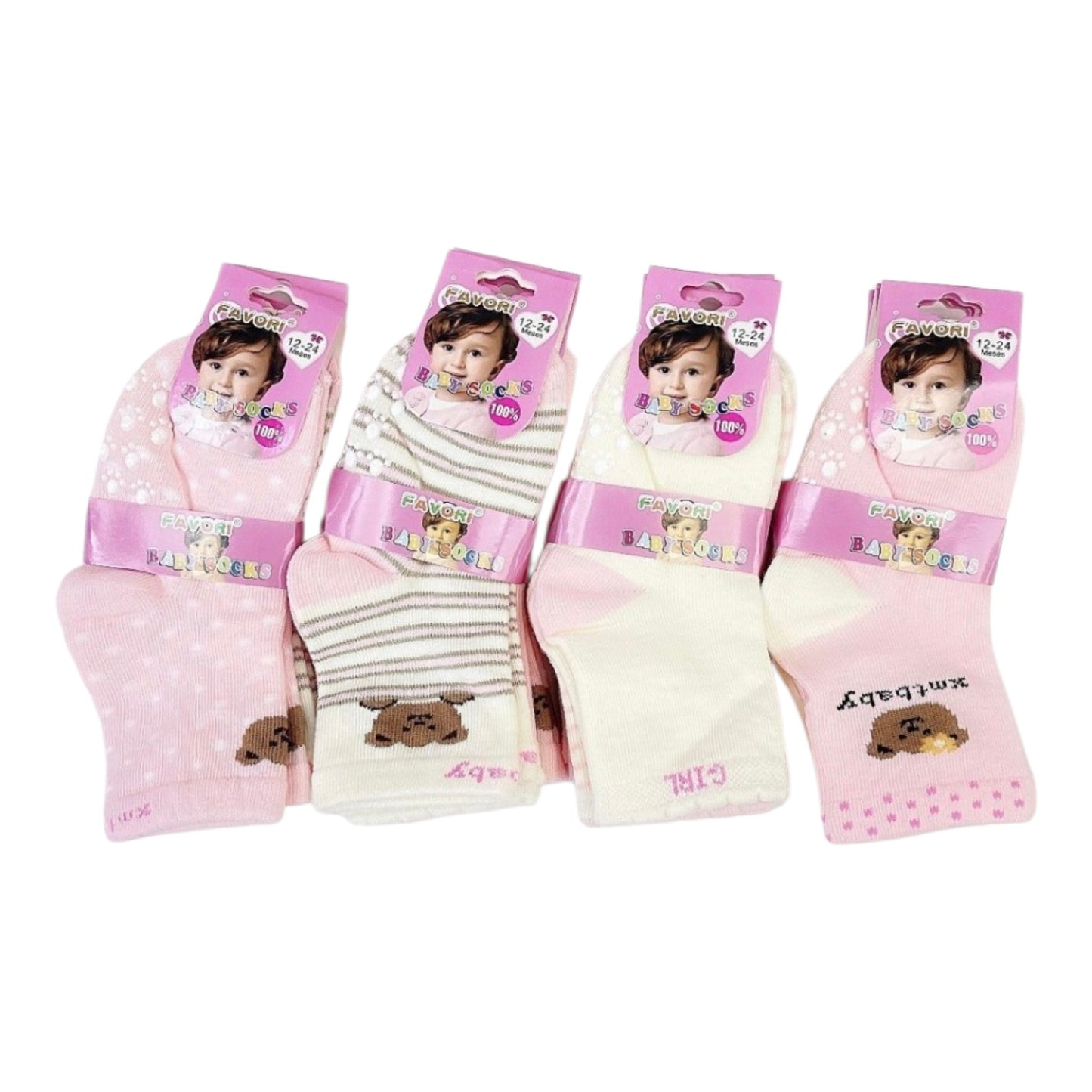 Pack 3 Calcetines Algodón con Antideslizante Bebé