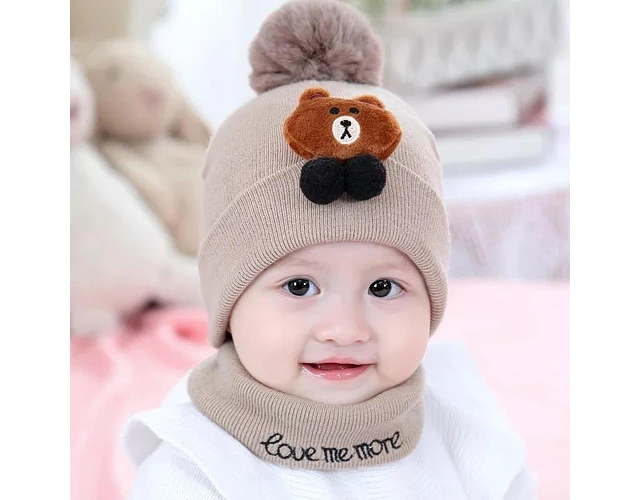 Set Gorro y Cuello Oso Inverno Bebé