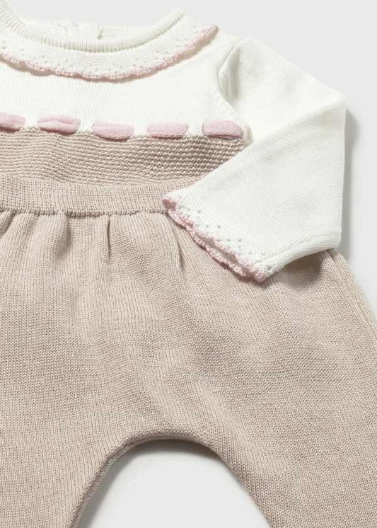 Conjunto pantalón y suéter tricot recién nacida Bicolor Europeo Mayoral