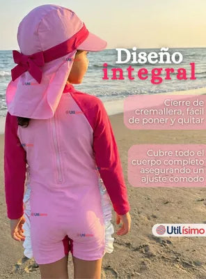 Traje de Baño Enterito Unicornio con Gorro