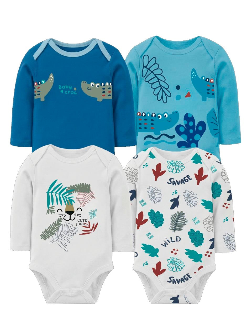 Set 4 Bodys Manga Larga Cocodrilo