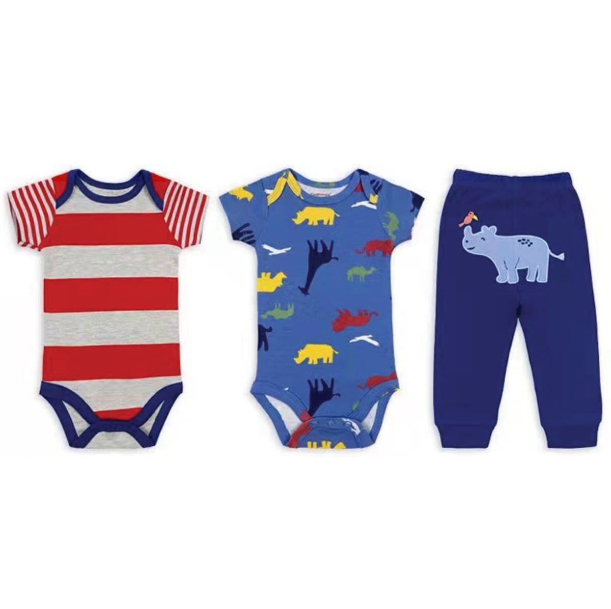 Conjunto Algodón 2 bodys+ pantalón animales