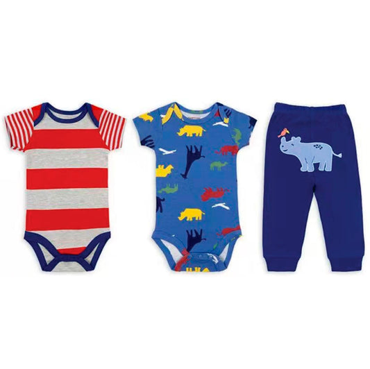 Conjunto Algodón 2 bodys+ pantalón animales