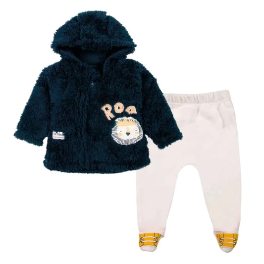 Traje Bebé Felpa Azul Tigre