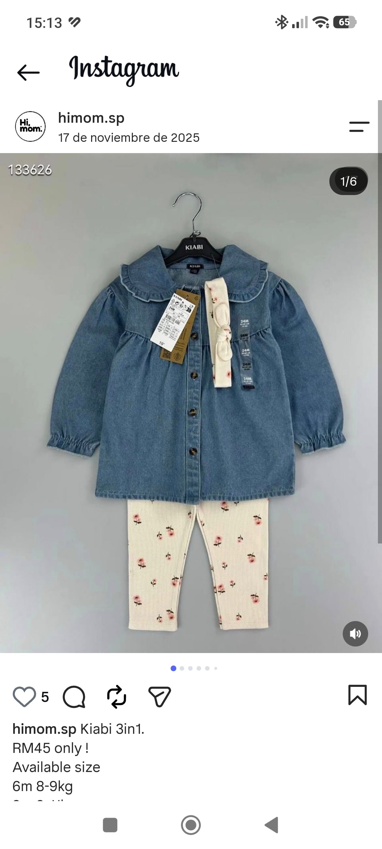 Conjunto Mezclilla Beba | Blusa Denim con Calza Floral