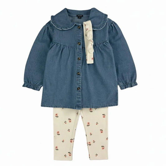 Conjunto Mezclilla Beba | Blusa Denim con Calza Floral