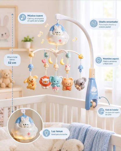 Móvil De Cuna Para Bebés Con Luz Musica Y Control Nube ☁️