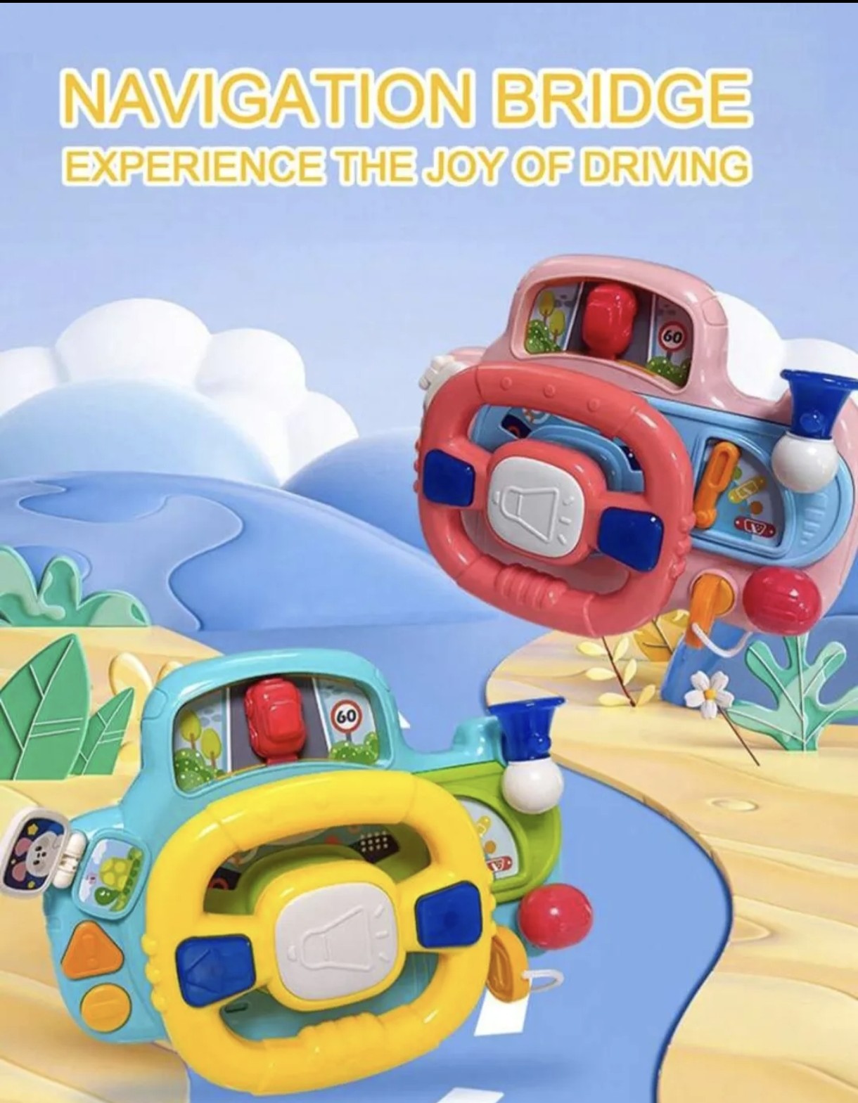 Juguetes de Volante Musical Multifuncional, Juguete Interactivo Educativo 