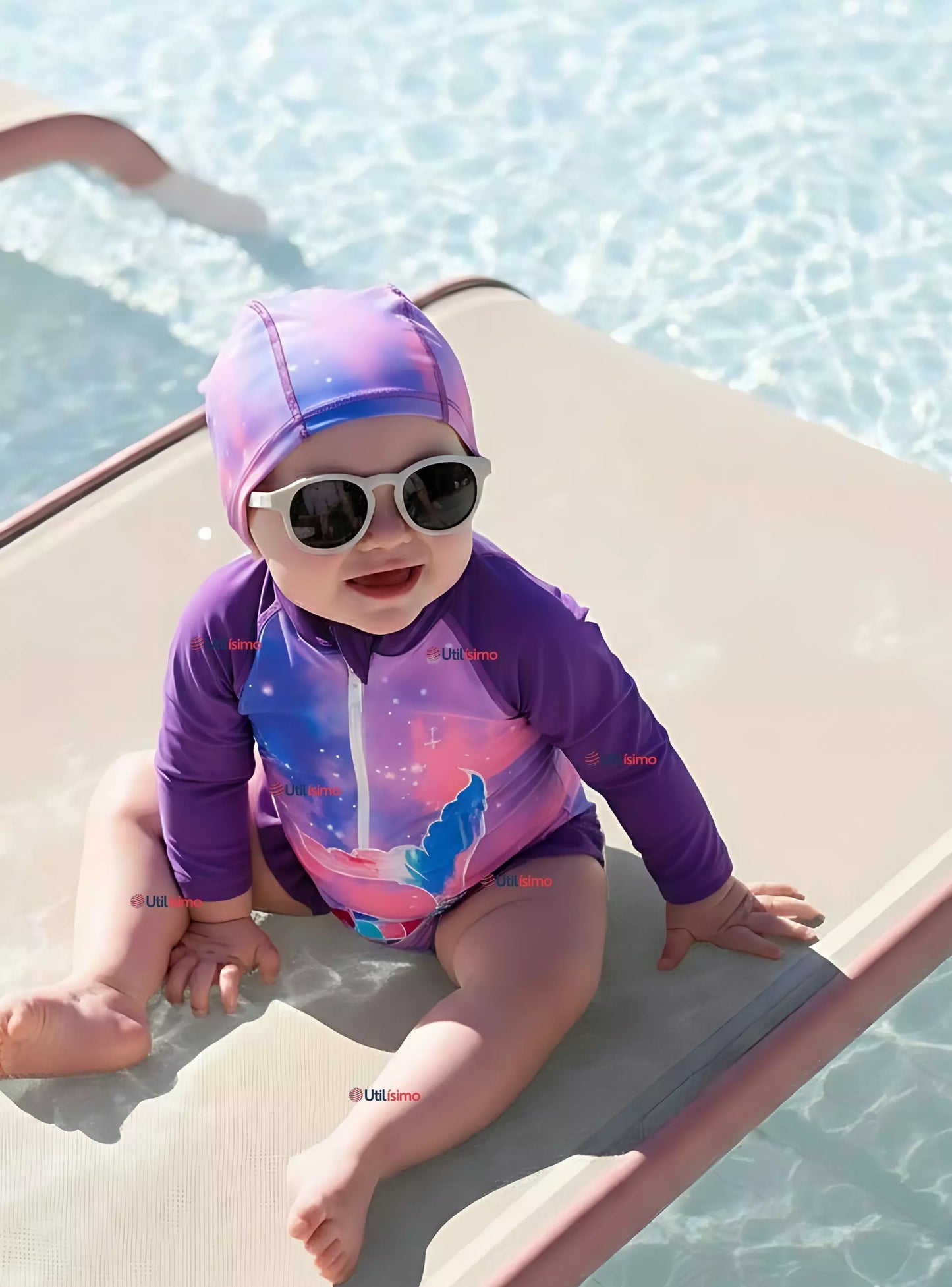 Traje de Baño Manga Larga Sirena con Gorro