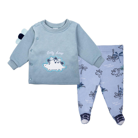 Traje 2 piezas Bebé Dino Celeste