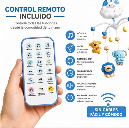 Móvil De Cuna Para Bebés Con Luz Musica Y Control Nube ☁️