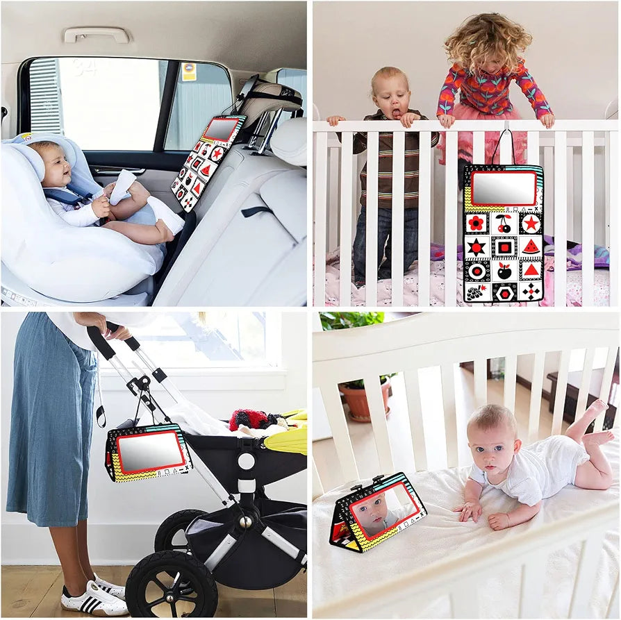Espejo Sensorial Tummy Time – Alfombra de Alto Contraste para Bebés