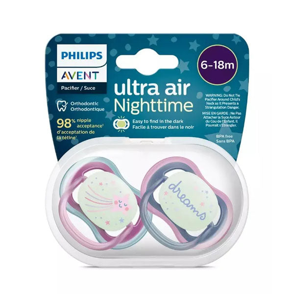 Chupetes Air Nocturno x2 6-18 Meses Avent