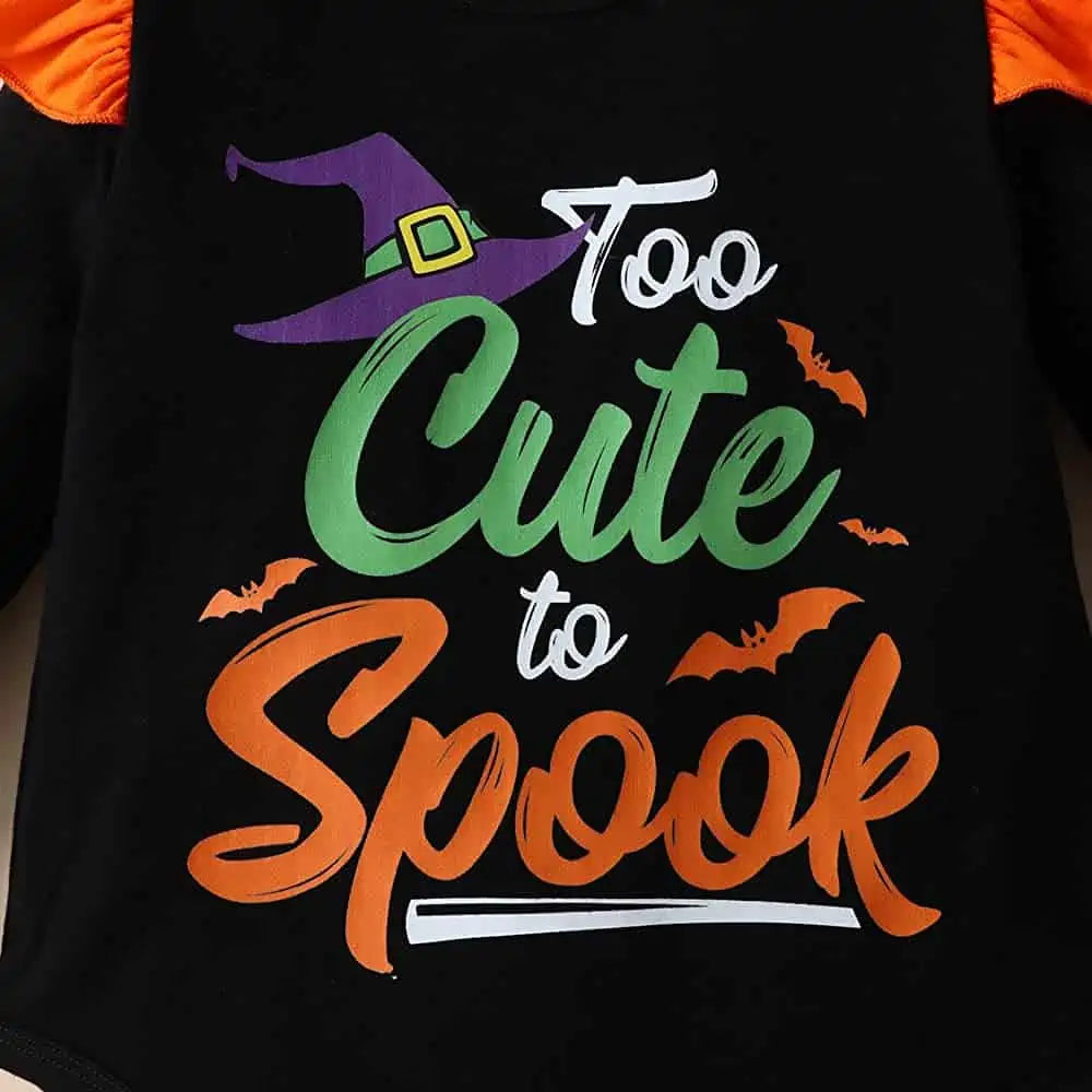 Disfraz Halloween Bebé Niña "Too Cute to Spook" | Set 3 Piezas Naranja