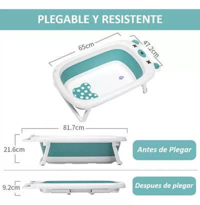 Bañera Plegable con Termómetro Digital + Cojin Bañera