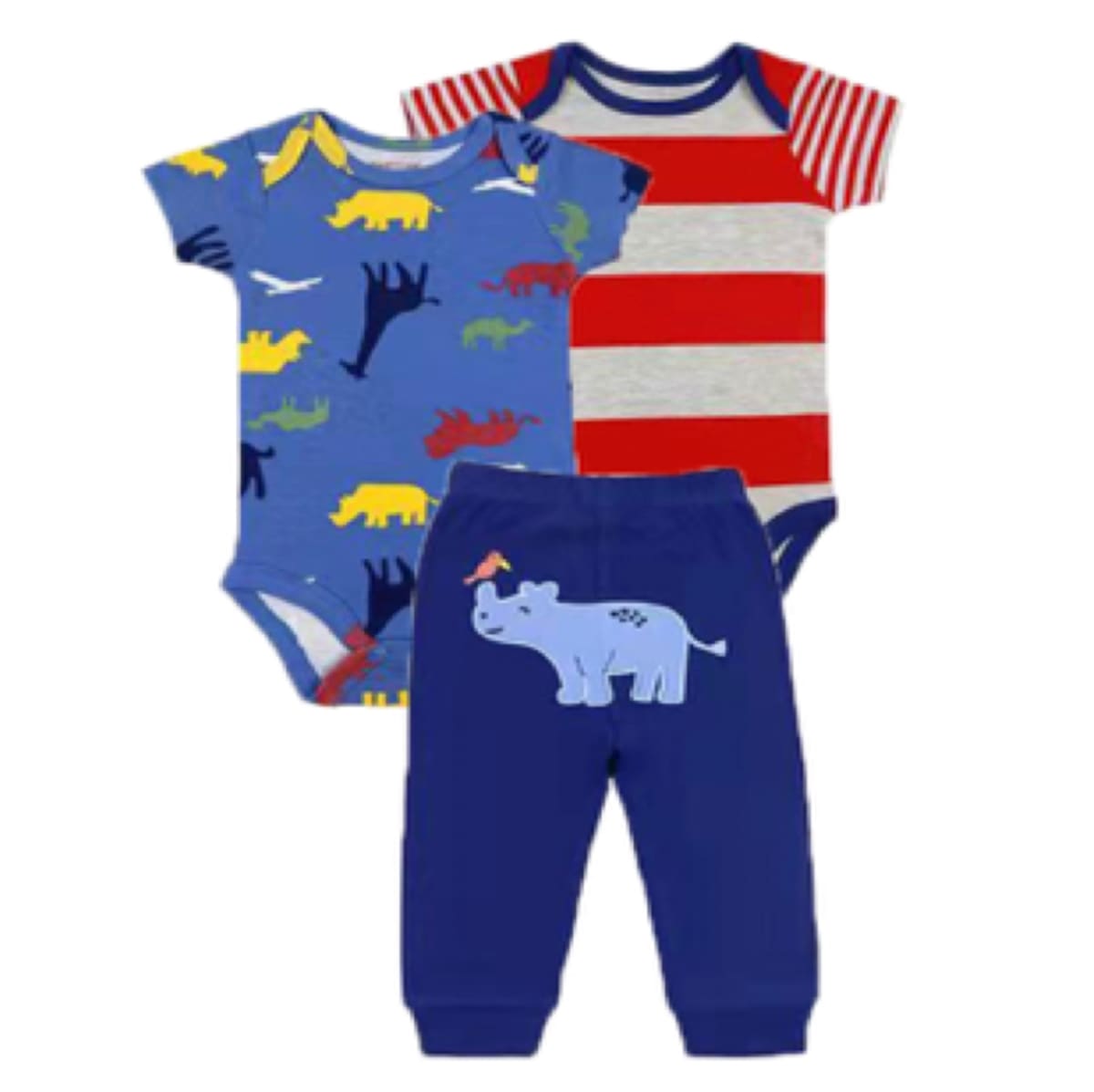 Conjunto Algodón 2 bodys+ pantalón animales