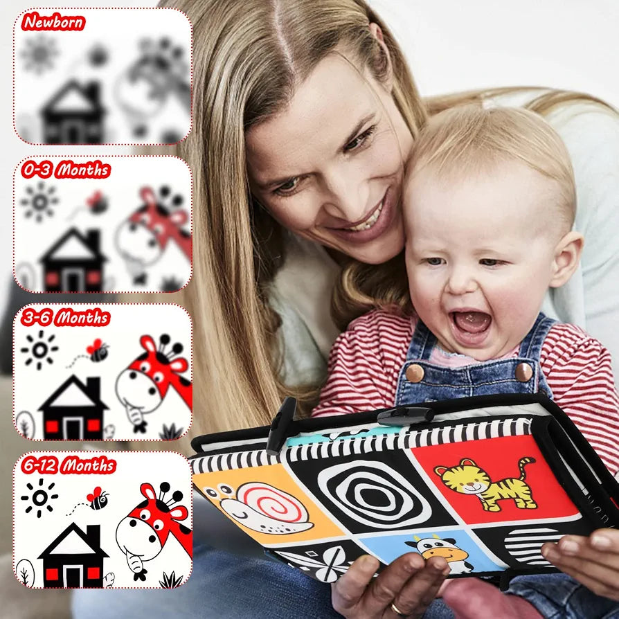 Espejo Sensorial Tummy Time – Alfombra de Alto Contraste para Bebés