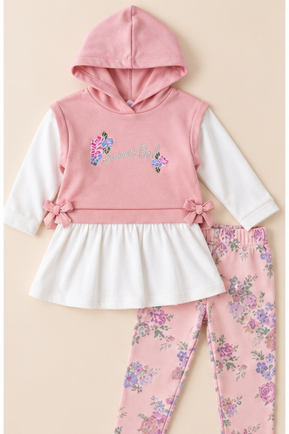 Conjunto Buzo Sweet Girl para Bebé Niña – Polerón con Capucha y Leggings