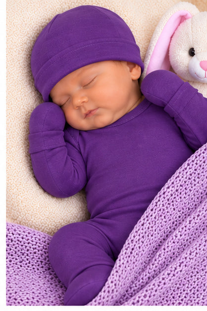 Set Ajuar Nacimiento Bebé Algodón Hipoalergénico Morado