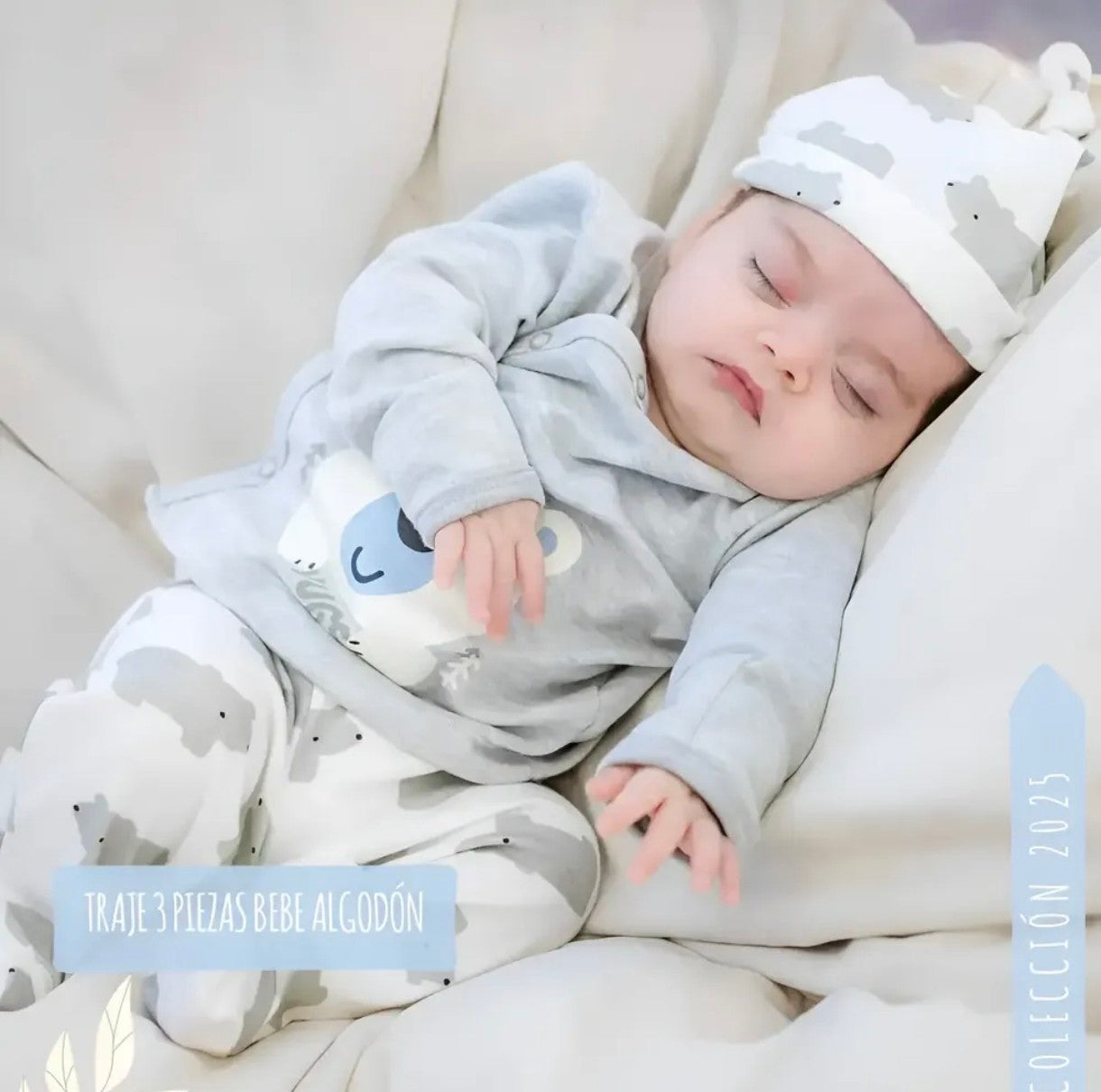 Pijama Algodón con Gorro Algodón Hug gris