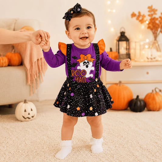 Disfraz Halloween Bebé Niña "Boo Y'all" | Set 3 Piezas Fantasma