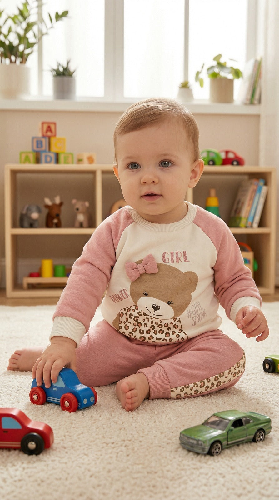 Conjunto Buzo Beba Print Blanco/Rosa