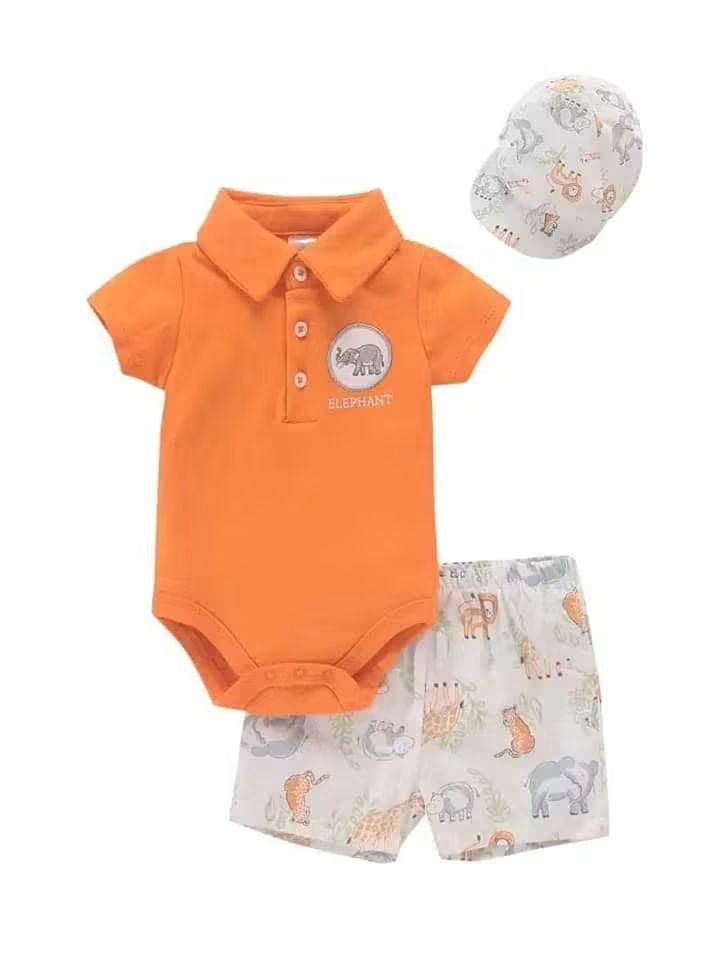 Conjunto de Verano para Bebé Niño de 3 Piezas: Body, Short y Jockey