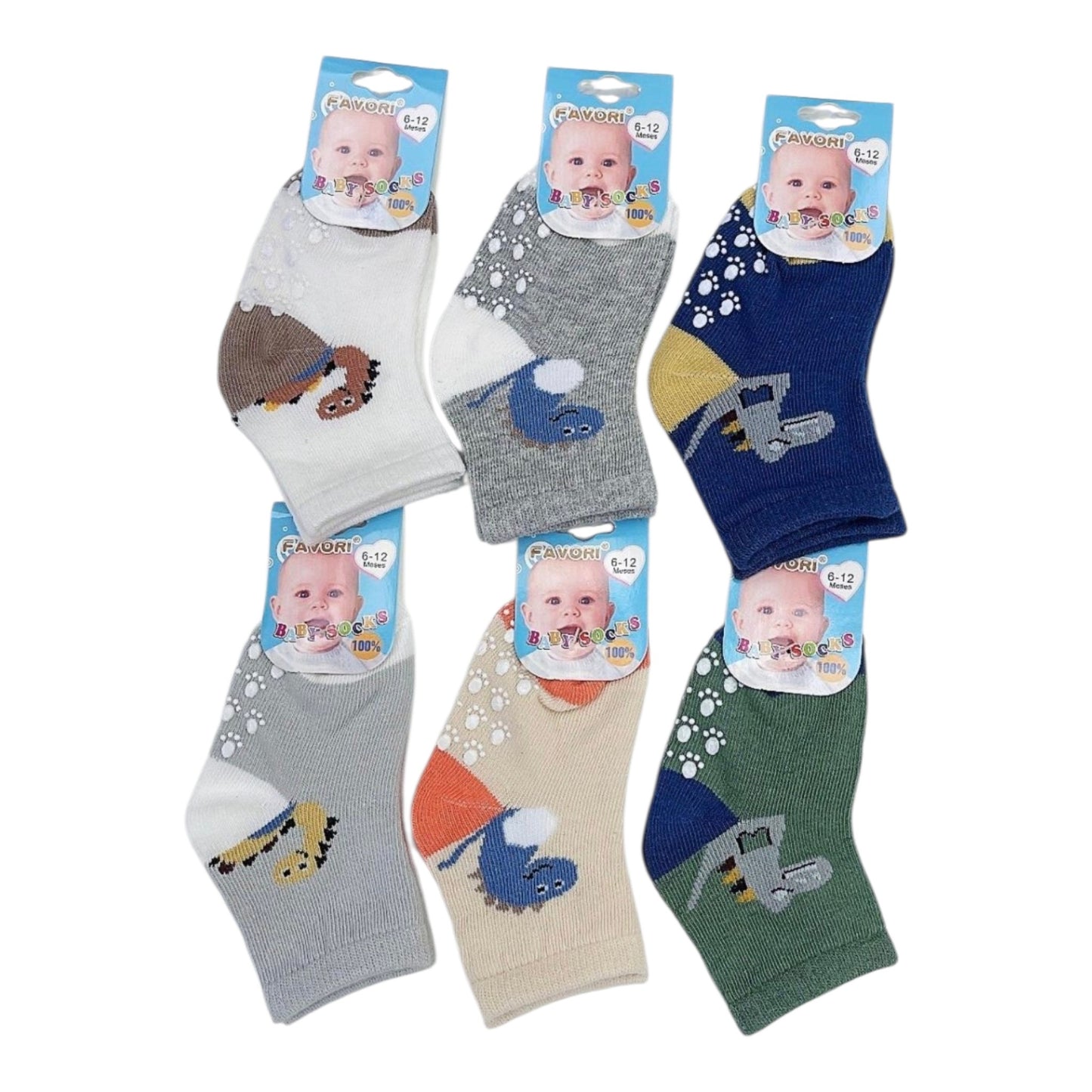 Pack 3 Calcetines Algodón con Antideslizante Bebé