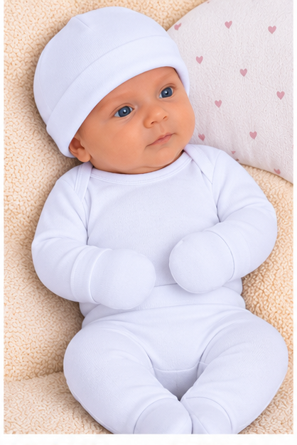 Set Ajuar Nacimiento Bebé Algodón Hipoalergénico Mini corazones