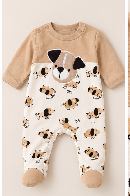 Enterito Bebé Niño con Perrito Café