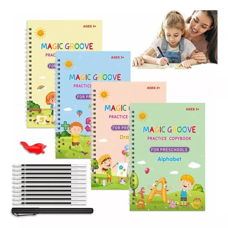 Set 4 Libros Caligrafia Magica Niños