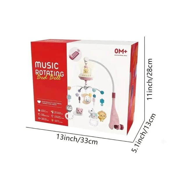 Móvil Cuna Bebé Música Luces Sonajero Giratorio Colgante