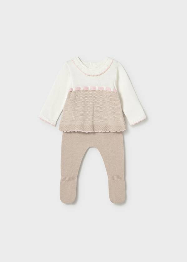 Conjunto pantalón y suéter tricot recién nacida Bicolor Europeo Mayoral
