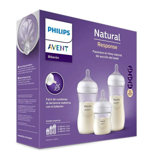 Set 3 Mamaderas Natural Response Transparente – AVENT