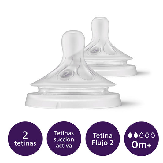 Tetina Natural Response Flujo lento 0 + meses Flujo 2, Avent